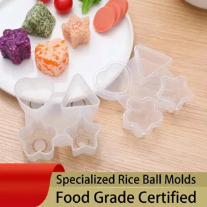 Molde para Bolas de Arroz de Corazón Estrella Triángulo Flor de Ciruelo Fabricante de Sushi Transparente Plástico DIY Bento Cocina Hornear Herramienta