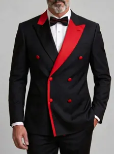 Herren Mode Farbblock Zweireiher Sakko Spitzrevers Slim Fit Light Business Formelle Blazer Für Bankett Party Top