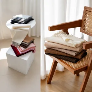 Sciarpa in Pura Lana Inverno Ispessita Calda Lunga Nappa Scialle Versatile Tinta Unita Moda Casual
