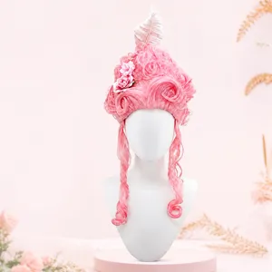 European Flower Court Baroque Bun Wig Halloween Ancient Castle Princess Stage Marie Antoinette Retro Noble Cosplay Wig
