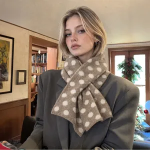 Otoño Invierno Retro Topos Doble Cara Estampado Tejido Calentador de Cuello Unisex Casual Cálido Bufanda Corta Accesorios de Moda