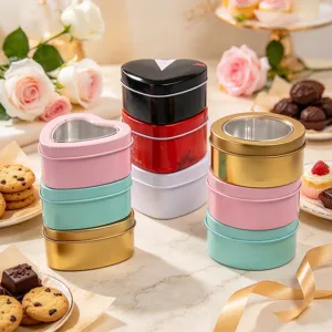 Creative Heart Shaped Tinplate Gift Box Metal Chocolate Candy Box Wedding Party Favor Decorative Storage Box