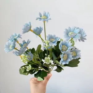 Artificial Daisy Flowers 6-Fork Silk Flower Bouquet For Home Decor Tabletop DIY Craft Wedding Party Decoration Floral Arrangement