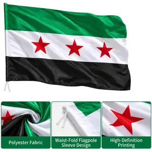 Syrien Flagge Polyester Banner Grün Weiß Schwarz Drei Sterne Siebdruck Flagge Für Draußen Innen Feier Dekoration