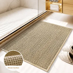Tapis De Bain En Chenille Absorbant Épais Antidérapant Tapis De Sol Lavable En Machine Douche Moderne Entrée Doux