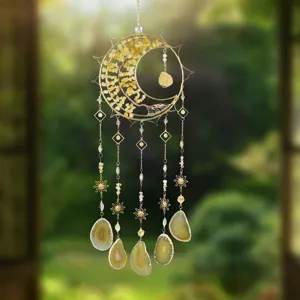 Natural Agate Crystal Dream Catcher Tree of Life Sun Catcher Handmade Healing Stone Hanging Ornament For Garden Home Decor