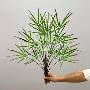Branche de Fausse Plante Verte en Pot d'Arbre de Paon et Feuille d'Érable Artificielle pour Décoration Intérieure Style Nordique