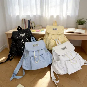 Japanischer Stil Studenten Kleiner Rucksack Punkte Schleife Druck Frisch Süß Lässiger Reise Schulranzen Für Teenager