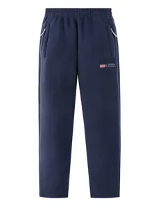 Pantaloni Casual Termici in Pile da Uomo Vestibilità Dritta Vita con Coulisse Pantaloni Caldi