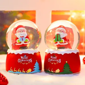 Christmas Santa Claus Snow Globe Musical Crystal Ball With LED Light Up Effects For Bedroom Tabletop Home Decor Holiday Gift
