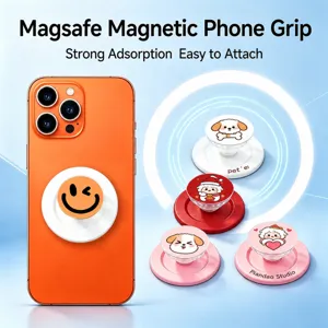 Transparent Magnetic Phone Grip Holder Foldable Air Cushion Stand Compatible With Wireless Charging Ring