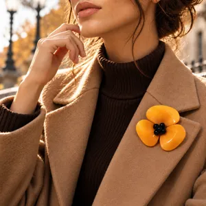 Oversized Flower Brooches For Women Acrylic Resin Camellia Floral Corsage Pin For Suits Sweaters Wedding Party Jewelry