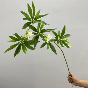 Branche de Fleurs Artificielles Water Banyan Plante en Soie Feuillage Vert pour Maison Salon Table à Manger Décor Florale