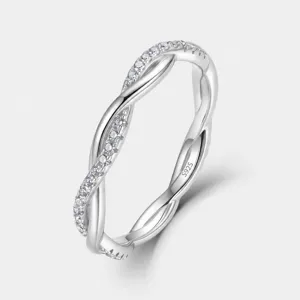 S925 Sterling Zilveren Moissanite Ring Mobius Vervlochten Gedraaide Bandring Elegant Fijne Sieraden Cadeau Voor Vrouwen
