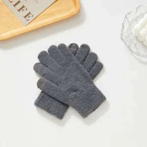 Herren Winter Warm Gestrickte Touchscreen Handschuhe Einfarbig Polyester Fünf Finger Outdoor Radfahren Fahren Pendeln Handschuhe