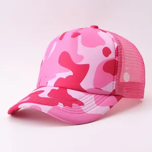 Unisex Camouflage Trucker Hat Breathable Mesh Baseball Cap Outdoor Sun Protection Adjustable Sport Camo Snapback Hat For Men Women