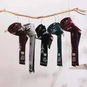 Dames Winter Warme Gebreide Sjaal Prairie Nomadenstijl Wolmix Sneeuwvlokpatroon Nekkwarmer Sjaal Mode Lange Etnische Sjaal