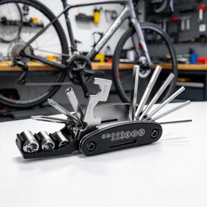 Draagbare 16-In-1 Fietsreparatie Gereedschapsset Opvouwbare Metalen Inbussleutelset Schroevendraaier Dopsleutel Mountainbike Multitool