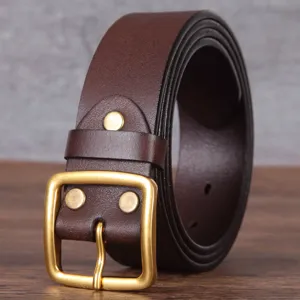 Ceinture en Cuir de Vachette Fleur Véritable pour Hommes Femmes Vintage Décontracté avec Boucle à Ardillon pour Jeans Mode Ceinture Décorative Fait à la Main