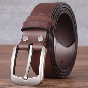 Herren Vintage Oberste Rindslederschicht Echtleder Gürtel Distressed Handgefertigter Pflanzlich Gegerbter Bund Mit Legierung Dornschließe