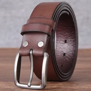 Herren Gürtel aus Top-Schicht Rindsleder Minimalistisch Legierung Dornschließe Handgefertigt Vintage Lässig Jeansbund Für Herren