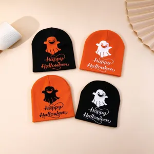 Πλεκτό Σκουφί Φάντασμα Halloween Unisex Ζεστό Ακρυλικό Ζακάρ Καπέλο Πορτοκαλί Μαύρο Χειμερινό Κάλυμμα Κεφαλής Αξεσουάρ Πάρτι
