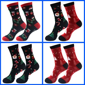 Christmas Jacquard Long Tube Socks Cotton Unisex Couple Casual Socks Winter Warm Thermal Long Stockings