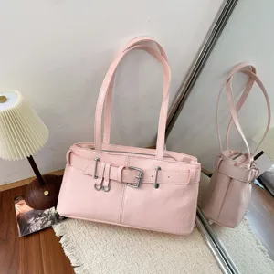 Women Niche Design Underarm Bag Wrinkled PU Leather Shoulder Bag With Leopard Heart Keychain Minimalist Fashion Handbag For Daily Casual Party