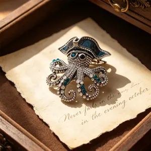 Vintage Piraten Oktopus Brosche Zinklegierung Strass Antiksilber Tier Anstecknadel Für Herren Damen Anzug Mantel Schmuck Geschenk