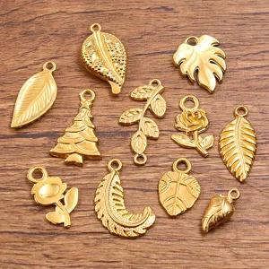 Ciondoli in Acciaio Inossidabile 304 a Forma di Fiore Foglia Albero di Natale per Creazione di Gioielli Fai da Te Collane Bracciali