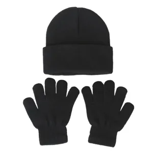 Kinder Winter Strickmützen Und Handschuhe Set Bonbonfarben Warme Beanie Fünf Finger Handschuhe Für Jungen Mädchen Kleinkinder Lässiges Outdoor-Zubehör