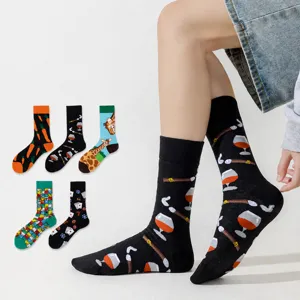 Chaussettes Mi-Hauteur Décontractées en Coton Unisexe Motif Amusant Imprimé Respirant Absorbant la Transpiration Tendance Quotidiennes