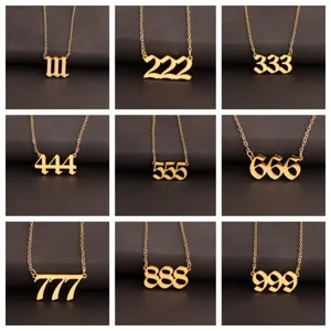 Collier Pendentif Numéro Chanceux en Acier Inoxydable Collier Ras de Cou Style Gothique Minimaliste Cadeau de Bijoux pour Femmes