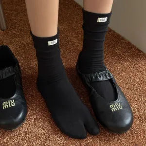Women's Tabi Split Two-Toe Mid-Calf Socks Breathable Polyester Spandex Tabi Socks With Egg Label For Daily Wear