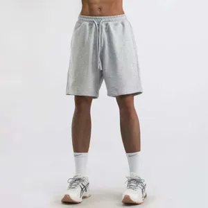 Men's Casual French Terry Shorts Summer Solid Color Loose Plus Size Drawstring Cotton Athletic Shorts