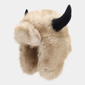 Amerikanischer Stil Horn Kunstpelz Uschanka Für Herren Damen Herbst Winter Verdickte Warme Ohrenschutz Lei Feng Mütze Vintage Streetwear Plüsch Bombermütze