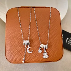 Copper Gold Plated Pendant Light Luxury Micro-inlaid Zirconia Gourd Necklace Temperament Star Moon Pendant Necklace Women Jewelry Gift