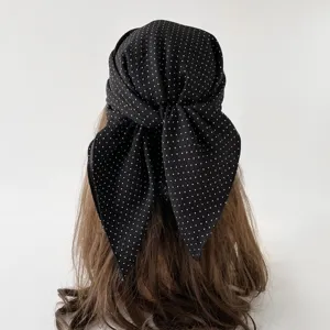 Elegante Franse Stijl Polka Dot Seersucker Vierkante Sjaal Ademend Zijdeachtig Hoofddoek Halssjaal Haaraccessoire Voor Dames Vakantie Dagelijks