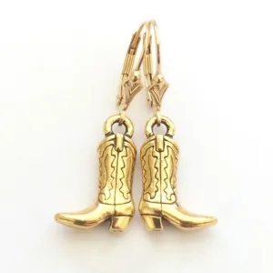 Vintage Western Cowboy Boot Drop Earrings Alloy Electroplated Fashion Jewelry Statement Accessory Gift For Women