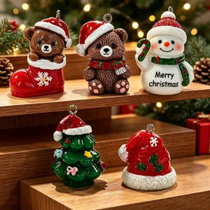 Weihnachtsanhänger aus Harz Schneemann Bär Weihnachtsbaum Weihnachtsmütze DIY Ohrringe Halskette Schlüsselanhänger Zubehör