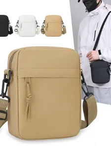 Men Casual Crossbody Bag Waterproof Oxford Cloth Chest Bag Multifunctional Small Square Bag Daily Commuting Shoulder Bag