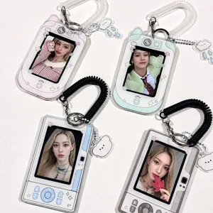 INS Cute Camera Phone Acrylic Card Holder Transparent ID Photo Badge Storage Pendant Cute Daily Bus Card Case