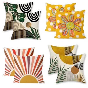 Geometric Abstract Printed Pillow Case Morandi Color Nordic Linen Plush Decorative Cushion Cover For Sofa Bed Living Room Home Decor