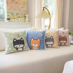 Ins Style Cartoon Pet Cushion Cover Polyester Short Plush Square Pillowcase For Sofa Bed Home Decor Decorative Pillow Case