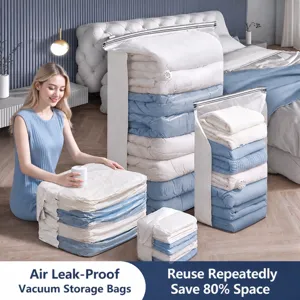 Sacchetto Sottovuoto per Conservazione 3D Ispessito Salvaspazio Organizer per Vestiti Trapunte Biancheria da Letto Trasparente PA PE