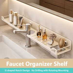 Punch-Free Bathroom Storage Rack Wall-Mounted Tap Shelf ABS Carbon Steel Drain Organizer For Kitchen Washbasin