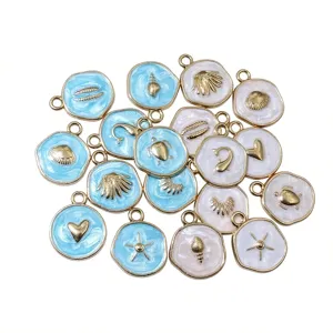 White Alloy Oil Drop Heart Conch Pendant DIY Jewelry Accessories Handmade Craft Charm Findings