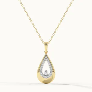 Collar Colgante de Gota de Plata de Ley 925 Lujo Geométrico Strass Cadena de Clavícula Regalo de Joyería para Mujeres