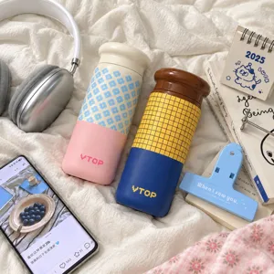 Mini Portable Thermos Cup Cute Cartoon Dog Stainless Steel Vacuum Insulated Water Bottle Small Pocket Cup For Women
