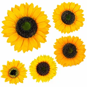 Têtes de Tournesols Artificielles Fleurs de Soie Artificielle Pétales pour Mariage Fête Hôtel Maison Décoration Tournesols Jaunes